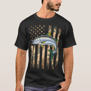 Camiseta Diseño de bandera de pesca americana patriótica –
