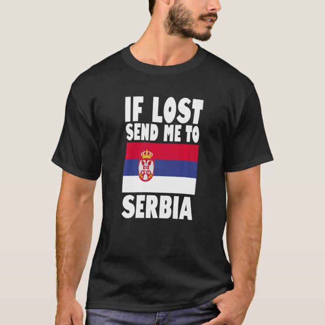 Camiseta Diseño de bandera de Serbia Si me pierden, envíenm (Anverso)