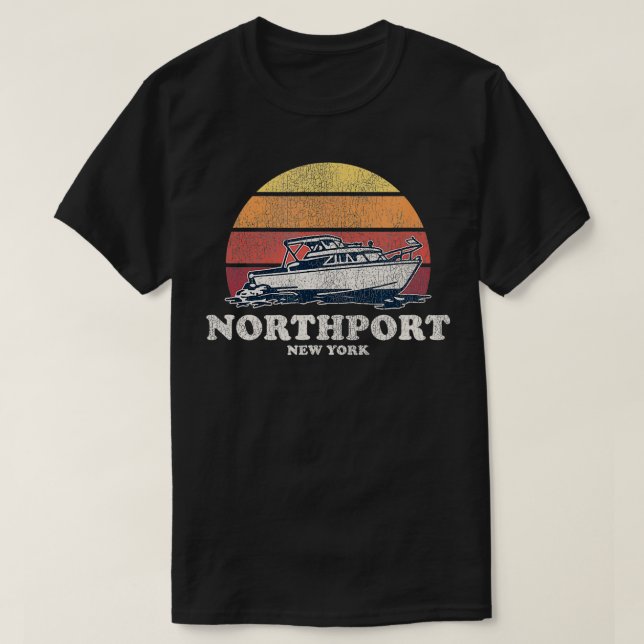 Camiseta Diseño de barcos retro de la noria Northport NY Vi (Diseño del anverso)