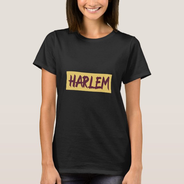 Camiseta Diseño de base de texto Harlem en fondo amarillo (Anverso)