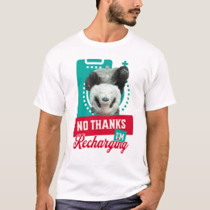 Camiseta Diseño de Batería Social de Panda con Agotamiento