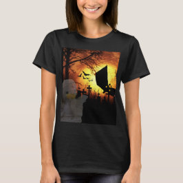 Camiseta Diseño de Bats, Moon y Mummy Halloween