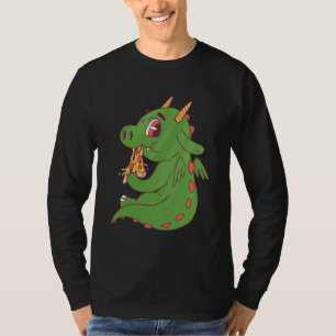 Camiseta Diseño de bebé dragón comiendo una deliciosa porci