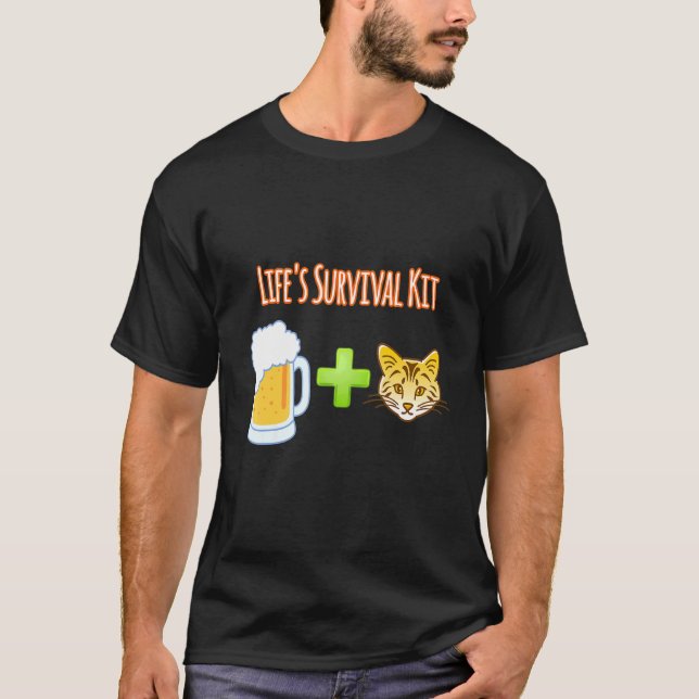 Camiseta Diseño de beer más gatos kit de supervivencia de l (Anverso)