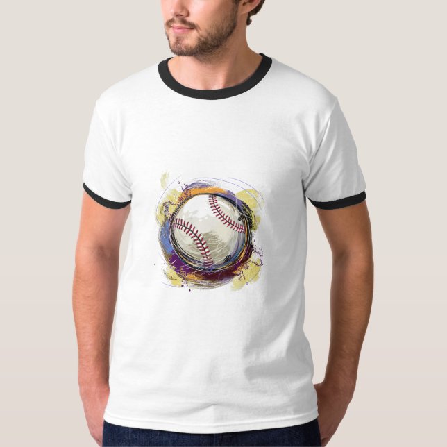 Camiseta Diseño de béisbol pintado digitalmente (Anverso)