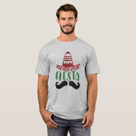 Camiseta Diseño de bigote-sombrero de fiesta mexicana