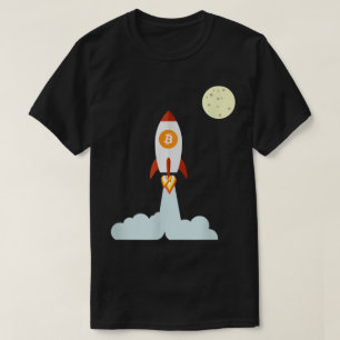 Camiseta Diseño de Bitcoin Cohete a la Luna