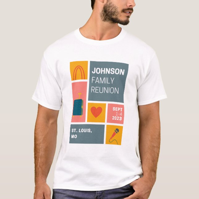 Camiseta Diseño de bloques de unión familiar Johnson (Anverso)