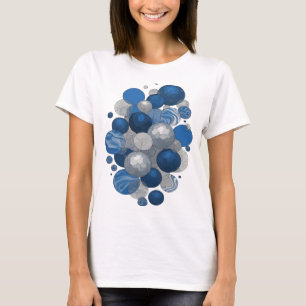 Camiseta Diseño de bolas grises modernas AZULES Y BLANCAS