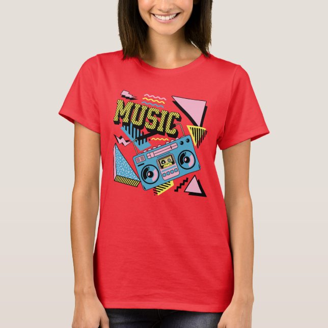 Camiseta Diseño de boombox de música de estilo retro (Anverso)
