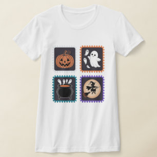 Camiseta Diseño de bordado con sello de Halloween - Calabaz