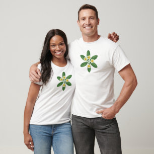 Camiseta Diseño de Bordado de Frangipani Botánico