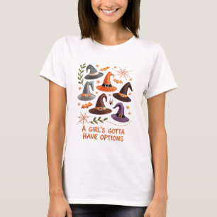 Camiseta Diseño de bordado de Gorra de brujas de Halloween