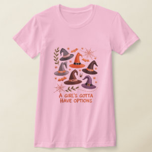 Camiseta Diseño de bordado de Gorra de brujas de Halloween