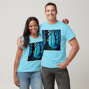 Camiseta Diseño de bosque de ojos de fantasía oscura