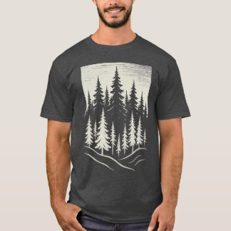 Camiseta Diseño de bosque de pinos al aire libre