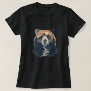 Camiseta Diseño de bosques de pino de oso salvaje