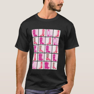 Camiseta Diseño de botas vaqueras de tablero de ajedrez coq