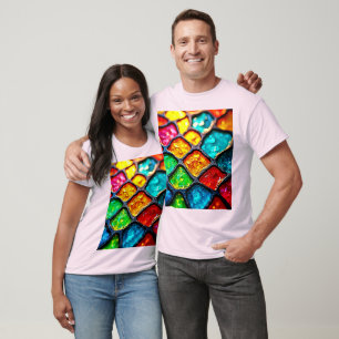 Camiseta Diseño de brillo de arte de vidrio teñido de tono 