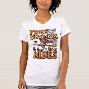 Camiseta Diseño de bruja de Halloween con escoba gratis_1