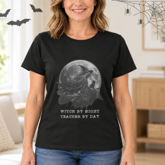 Camiseta Diseño de bruja profesora de Halloween con luz de