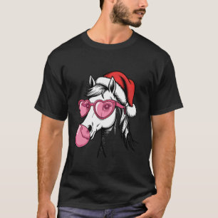 Camiseta Diseño de caballo de Navidad lindo sombrero de San