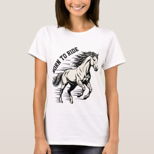Camiseta Diseño de Caballo – Nacido para Montar Ilustración