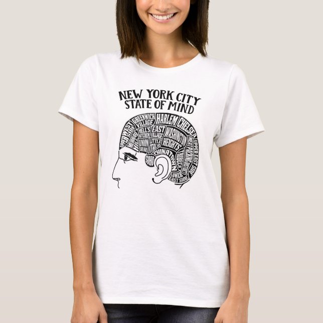 Camiseta Diseño de cabeza cerebral de la ciudad de Nueva Yo (Anverso)