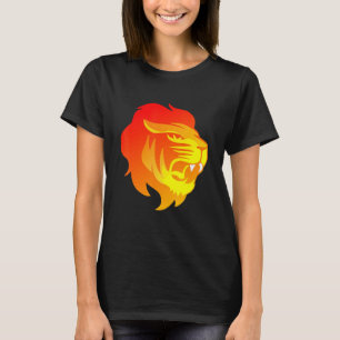 Camiseta Diseño de cabeza de león de Guay en llamas