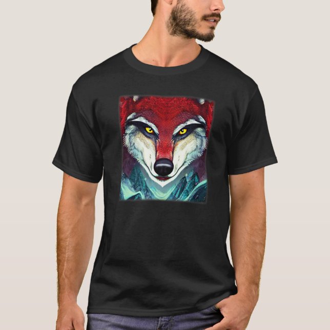 Camiseta Diseño de cabeza lobo arte depredador imagen de ca (Anverso)