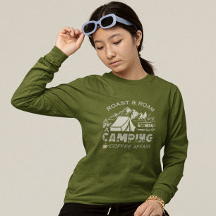 Camiseta Diseño de café en un camping asado y en roaming