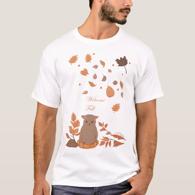 Camiseta Diseño de caída con gato (Anverso)