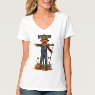 Camiseta Diseño de calabaza de espantapájaros espeluznante