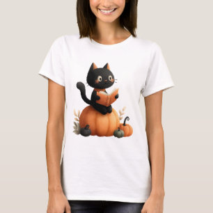 Camiseta Diseño de calabaza para gato negro de Halloween
