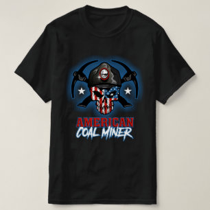 CAMISETA DISEÑO DE CALAVERA DE MINERO DE CARBÓN AMERICANO