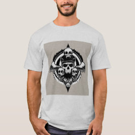 Camiseta Diseño de calaveras con alas y símbolos