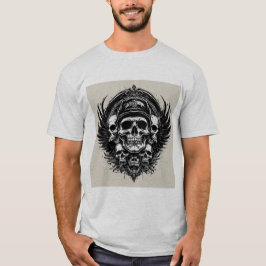 Camiseta Diseño de calaveras con alas y símbolos