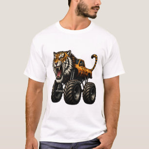 Camiseta Diseño de Camión Monstruo Tigre Feroz