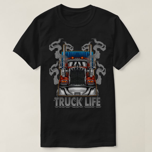 Camiseta Diseño de camionero de vida de camión (Diseño del anverso)