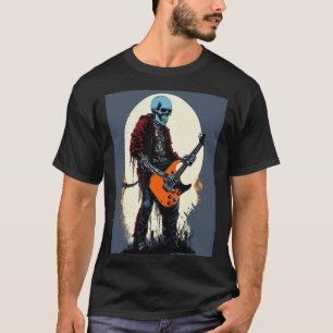 Camiseta Diseño de camisetas, cráneo con guita eléctrica