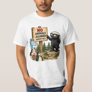 Camiseta Diseño de Camping Tejón Miel No se Admiten Animale