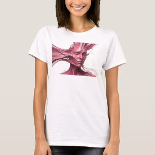 Camiseta Diseño de Cara Abstracta Rosa Atrevido