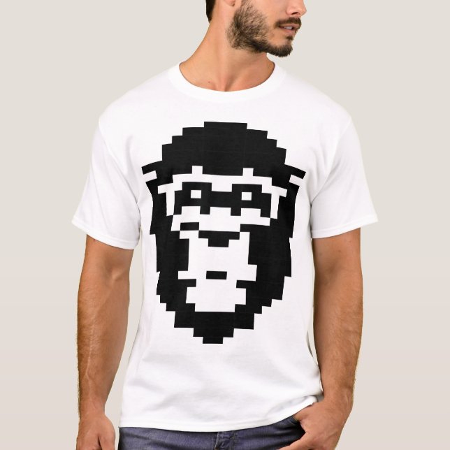Camiseta diseño de cara de mono pixelada (Anverso)