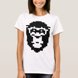 Camiseta diseño de cara de mono pixelada