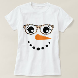 Camiseta Diseño de cara de muñeco de nieve con estampado de
