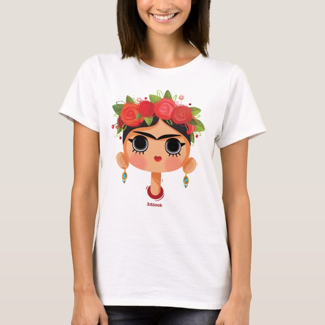Camiseta / Diseño de caracteres de Frida Kahlo por (Anverso)