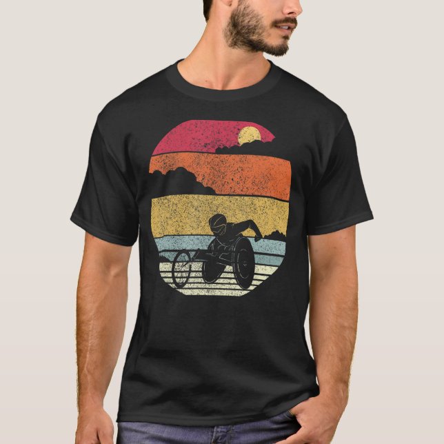 Camiseta Diseño de Carreras en silla de ruedas estilo retro (Anverso)