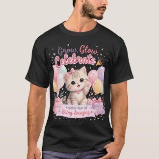 Camiseta Diseño de Celebración de Cumpleaños de Gatito Past