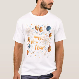 Camiseta Diseño de celebración de globos de Año Nuevo Feliz