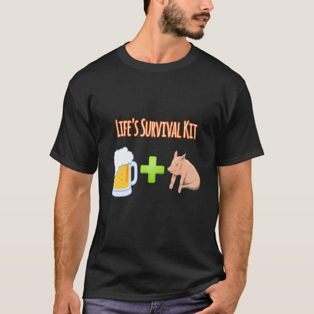 Camiseta Diseño de cerdos con kit de supervivencia para vid (Anverso)